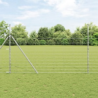vidaXL Stängsel i fält 1.5x50 m Galvaniserat stål, vidaXL Stängselstolpar 13 stycken Ø32 mm 200 cm Galvaniserat stål