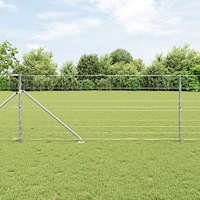 vidaXL Fältstängsel 1x25 m Galvaniserat Stål, vidaXL Stängselstolpar med Spik 13 st Ø32 mm 120 cm Galvaniserat Stål