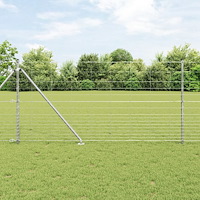 vidaXL Fältstängsel 1,2x25 m Galvaniserat stål, vidaXL Stängselstolpar med spik 13 st Ø32 mm 140 cm Galvaniserat stål