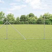 vidaXL Fältstängsel 1.5x25 m Galvaniserat Stål, vidaXL Stängselstolpar med Spik 13 st Ø32 mm 170 cm Galvaniserat Stål