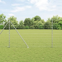 vidaXL Fältstängsel 1.6x25 m Galvaniserat stål, vidaXL Stängselstolpar med spik 13 st Ø32 mm 180 cm Galvaniserat stål