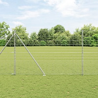 vidaXL Fältstängsel 1.6x25 m Galvaniserat stål, vidaXL Stängselstolpar med spik 13 st Ø32 mm 180 cm Galvaniserat stål