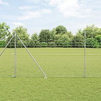 vidaXL Fältstängsel 1.6x25 m Galvaniserat Stål, vidaXL Stängselstolpar med Spik 13 st Ø32 mm 180 cm Galvaniserat Stål