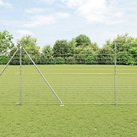 vidaXL Fältstängsel 1.6x25 m Galvaniserat Stål, vidaXL Stängselstolpar med Spik 13 st Ø32 mm 180 cm Galvaniserat Stål