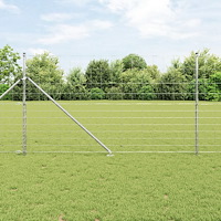 vidaXL Fältstängsel 1,4x50 m Galvaniserat Stål, vidaXL Stängselstolpar med Spik 13 st Ø32 mm 160 cm Galvaniserat Stål