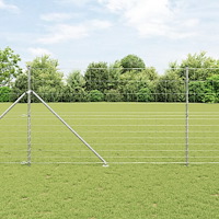 vidaXL Fältstängsel 1.5x50 m Galvaniserat Stål, vidaXL Stängselpinnar med Spik 13 st Ø32 mm 170 cm Galvaniserat Stål