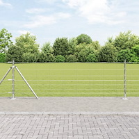 vidaXL Fältstängsel 0.8x25 m Galvaniserat Stål, vidaXL Stängselinlägg med Basplattor 13 st Ø32mm 90cm Galvaniserat Stål