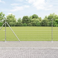 vidaXL Fältstängsel 1.2x25 m Galvaniserat stål, vidaXL Stängselstolpar med basplattor 13 st Ø32mm 68.5cm Galvaniserat stål