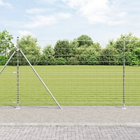 vidaXL Fältstängsel 1.6x25 m Galvaniserat Stål, vidaXL Stängselstolpar med Basplattor 13 st Ø32mm 88.5cm Galvaniserat Stål