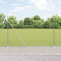 vidaXL Fältstängsel 1.6x25 m Galvaniserat Stål, vidaXL Stängselposter med Basplattor 13 st Ø32mm 88.5cm Galvaniserat Stål