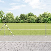 vidaXL Fältstängsel 0.8x50 m Galvaniserat stål, vidaXL Stängselstolpar med Basplattor 13 st Ø32mm 90cm Galvaniserat stål