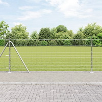 vidaXL Fältstängsel 1x50 m Galvaniserat stål, vidaXL Stängselstolpar med basplattor 13 st Ø32mm 110cm Galvaniserat stål