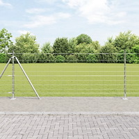 vidaXL Fältstängsel 1x50 m Galvaniserat Stål, vidaXL Stängselstolpar med Basplattor 13 st Ø32mm 110cm Galvaniserat Stål