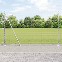 vidaXL Fältstängsel 1.5x50 m Galvaniserat stål, vidaXL Stängselstolpar med basplattor 13 st Ø32mm 83.5cm Galvaniserat stål