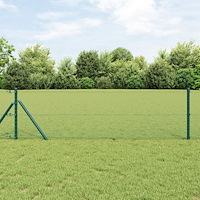vidaXL Hexagonstaket Grön 0.6x10 m Stål, vidaXL Staketstolpar 7 st Grön Ø32 mm 100 cm Galvaniserat stål