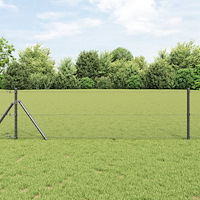 vidaXL Hexagon Stängsel Grå 0,6x10 m Stål, vidaXL Stängselstolpar 7 st Grå Ø32 mm 100 cm Galvaniserad Stål