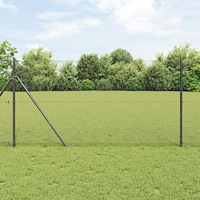 vidaXL Hexagonstaket Grå 1.4x10 m Stål, vidaXL Staketstolpar 7 st Grå Ø32 mm 190 cm Galvaniserad Stål