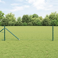 vidaXL Hexagon staket Grön 0.8x10 m Stål, vidaXL Staketstolpar med spik 7 st Ø32 mm 100 cm galvaniserad stål