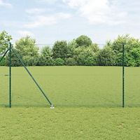 vidaXL Hexagonstängsel Grön 1,6x10 m Stål, vidaXL Stängselstolpar med Spik 7 st Ø32 mm 180 cm Galvaniserat Stål