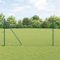 vidaXL Hexagon Staket Grön 1.6x10 m Stål, vidaXL Staketstolpar med Spik 7 st Ø32 mm 180 cm Galvaniserat Stål