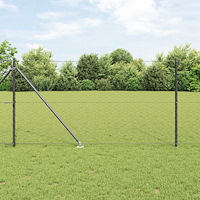 vidaXL Hexagon Stängsel Grå 1x10 m Stål, vidaXL Stängselposter med Spik 7 st Ø32 mm 120 cm Galvaniserat Stål