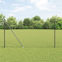 vidaXL Hexagon Staket Grå 1,5x10 m Stål, vidaXL Staketstolpar med Spik 7 st Ø32 mm 170 cm Förzinkat Stål