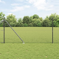 vidaXL Hexagonstängsel Grå 1.2x50 m Stål, vidaXL Stängselposter med spik 13 st Ø32 mm 140 cm Galvaniserat stål