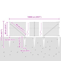 vidaXL Hexagonstängsel Grå 0.6x100 m Stål