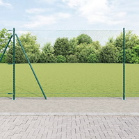 vidaXL Hexagonstängsel Grön 1.6x10 m Stål, vidaXL Stängselfästen med basplattor 7 st Ø32mm 88.5cm Galvaniserat stål