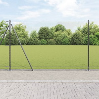 vidaXL Sexkantigt stängsel Grå 1.6 x 25 m Stål, vidaXL Stängselstolpar med Basplattor 13 st Ø32mm 88.5cm Galvaniserat Stål