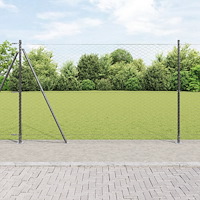 vidaXL Hexagonstaket Grå 1.4x100 m Stål, vidaXL Staketstolpar med Basplattor 13 st Ø32mm 78.5cm Galvaniserat Stål