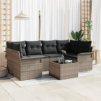 vidaXL Trädgårdsoffset med kudde med lagring 7 pcs Grå 55 x 55 x 37 cm
