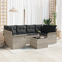 vidaXL Trädgårdsoffset 7 pcs Ljusgrå och mörkgrå 55 x 55 x 37 cm
