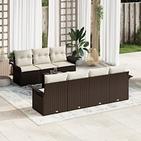 vidaXL Trädgårdsoffset med kudde 8 pcs Brun och Kräm 55 x 55 x 37 cm