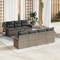 vidaXL Trädgårdsoffset med kudde med lagring 8 pcs Grå 55 x 55 x 37 cm