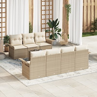 vidaXL Trädgårdsoffset 8 pcs Beige och gräddfärgad 55 x 55 x 37 cm