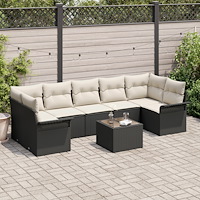 vidaXL Trädgårdsoffset med kudde 8 pcs Svart, Grädde 55 x 55 x 37 cm