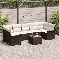 vidaXL Trädgårdsoffset 8 pcs Brun, krämfärgad 55 x 55 x 37 cm