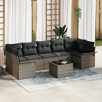 vidaXL Trädgårdsoffset med kudde med lagring 8 pcs Grå 55 x 55 x 37 cm