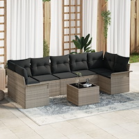 vidaXL Trädgårdsoffset med kudde 8 pcs Ljusgrå 55 x 55 x 37 cm