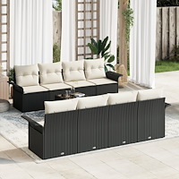vidaXL Trädgårdsoffset med kudde 9 pcs Svart och kräm 55 x 55 x 37 cm