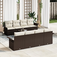 vidaXL Trädgårdsoffset med kudde 9 pcs Brun och Kräm 55 x 55 x 37 cm