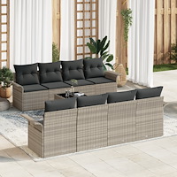 vidaXL Trädgårdsoffset 9 pcs Ljusgrå och mörkgrå 55 x 55 x 37 cm