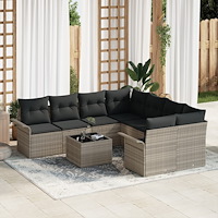 vidaXL Trädgårdsoffset 9 pcs Ljusgrå och mörkgrå 55 x 55 x 37 cm