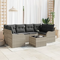 vidaXL Trädgårdsoffset 7 pcs Ljusgrå och mörkgrå 55 x 55 x 37 cm