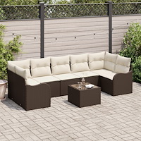 vidaXL Trädgårdsoffset med kudde 8 pcs Brun och Kräm 55 x 55 x 37 cm
