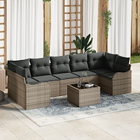 vidaXL Trädgårdsoffset med kudde med lagring 8 pcs Grå 55 x 55 x 37 cm