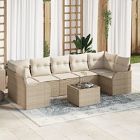 vidaXL Trädgårdsoffset 8 pcs Beige och gräddfärgad 55 x 55 x 37 cm