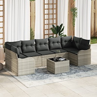 vidaXL Trädgårdsoffset 8 pcs Ljusgrå och mörkgrå 55 x 55 x 37 cm