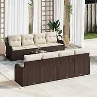 vidaXL Trädgårdsoffset med kudde 9 pcs Brun och Kräm 55 x 55 x 37 cm